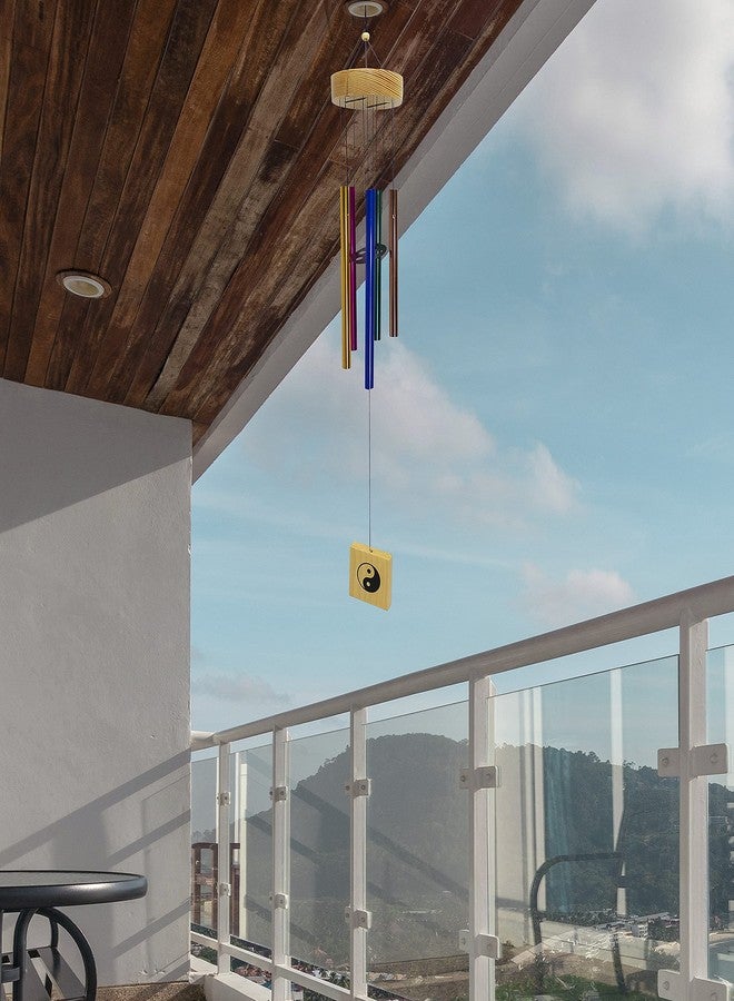 Plus Value أجراس رياح ذات قيمة عالية لتزيين الشرفة والمنزل، أجراس رياح تبعث على الطاقة الإيجابية، ديكور للشرفة والحديقة وغرفة النوم، صوت جيد وفقًا لفنون فاستو شاسترا وفنغ شوي (أنابيب معدنية بخمسة ألوان) - Image 2